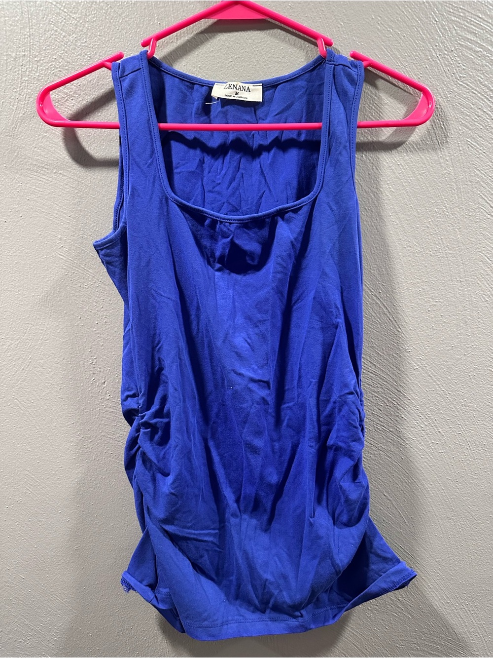 Zenana Outfitters Cobalt Blue Scoop Neck Tank with Side Ruching